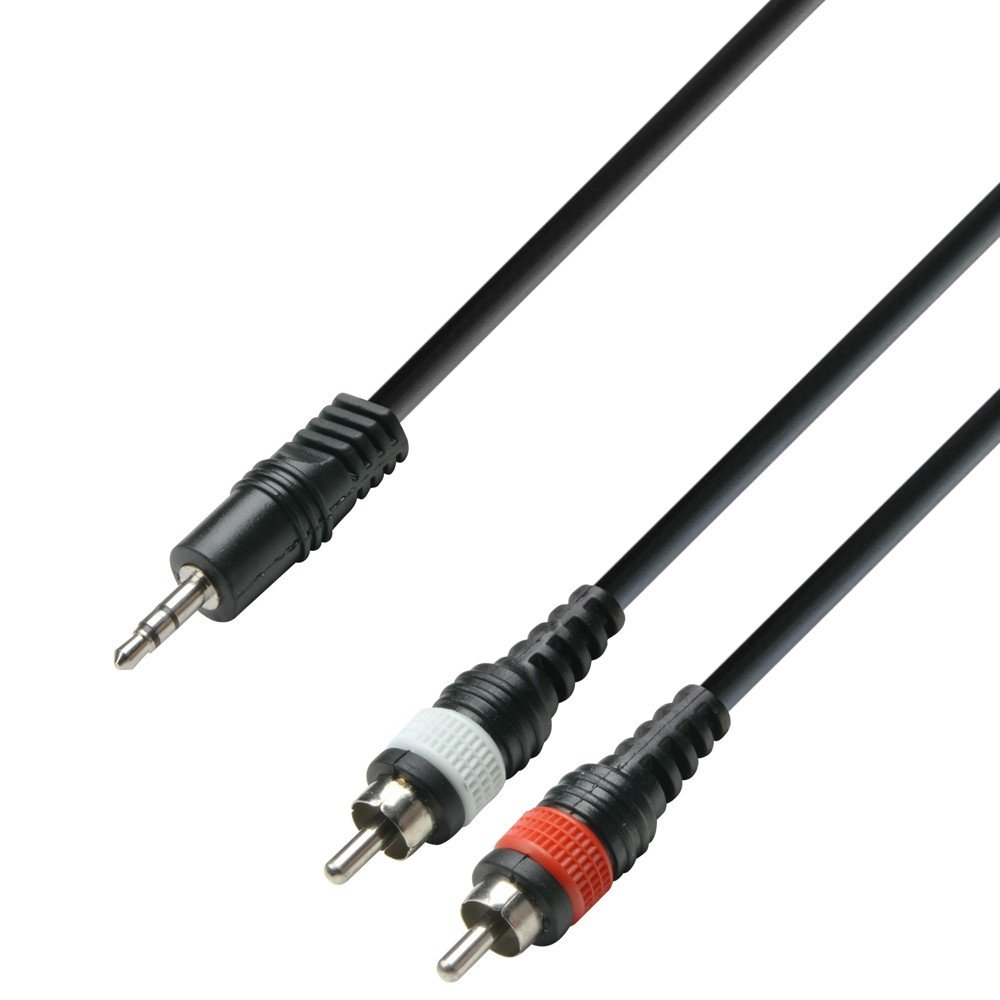 Lydkabel 3.5 mm Jack stereo til 2 x RCA/phono han 3 mtr