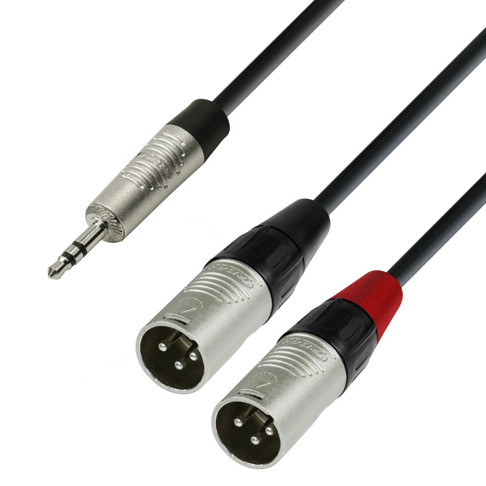 Elektronikk-kabel, minijack stereo 2 stk XLR han, 1,8 mtr