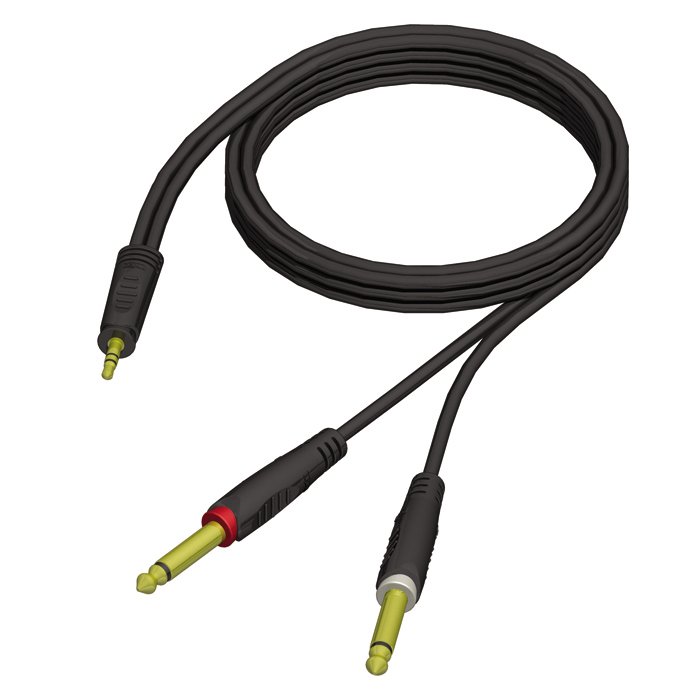 Elektronikk-kabel, 2 x jack - Minijack stereo, 3,0 mtr