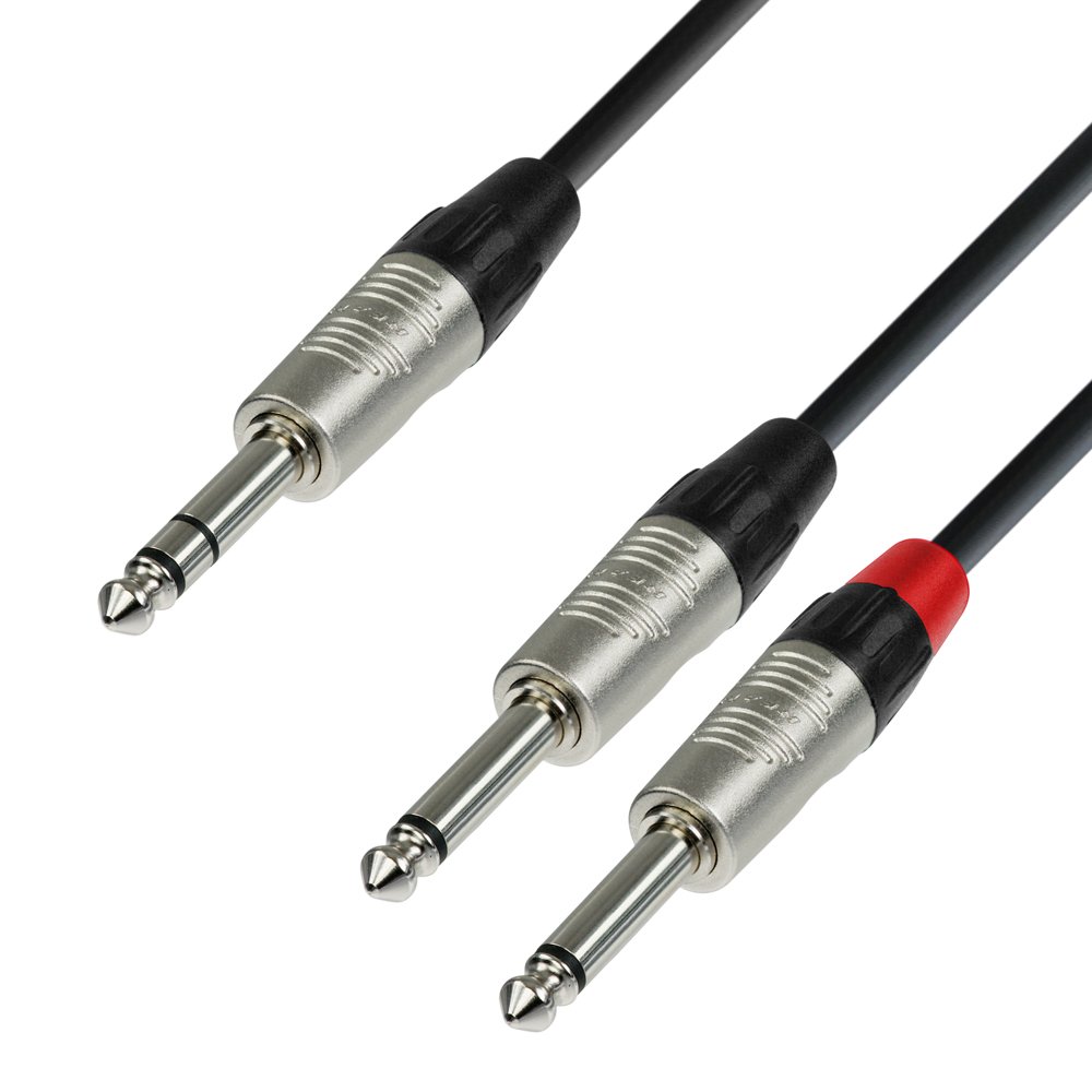 Insert-kabel, stereo jack til 2x mono jack, 1,5 mtr