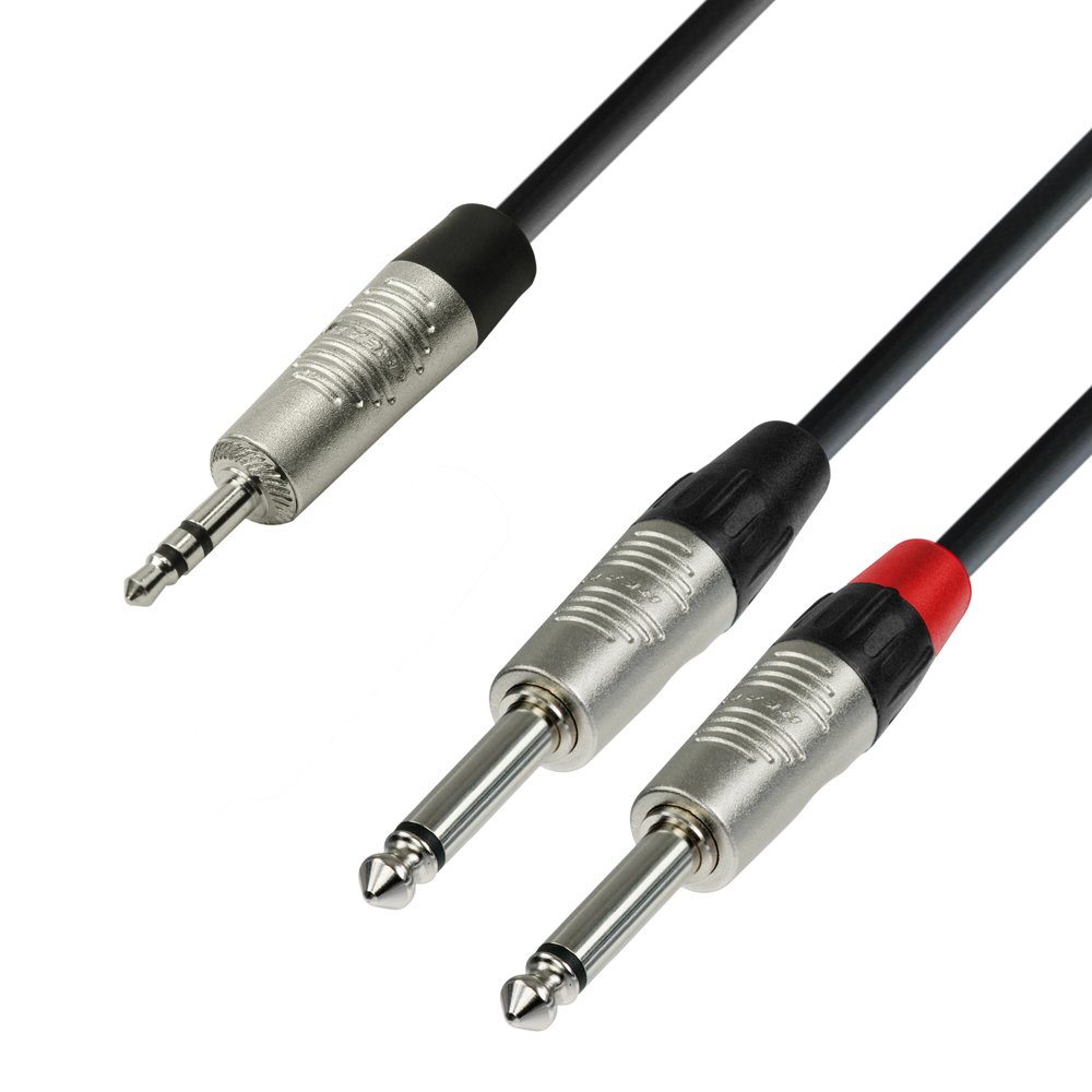 Elektronikk-kabel, 2 x jack - Minijack stereo, 0,9 mtr